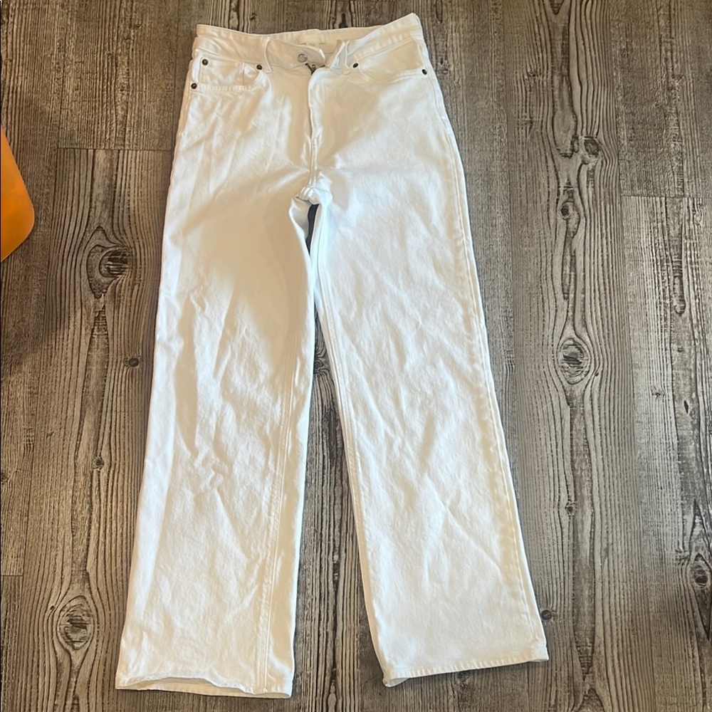 H&M White Straight-Leg Jeans